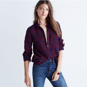 Madewell popover half zip shirt